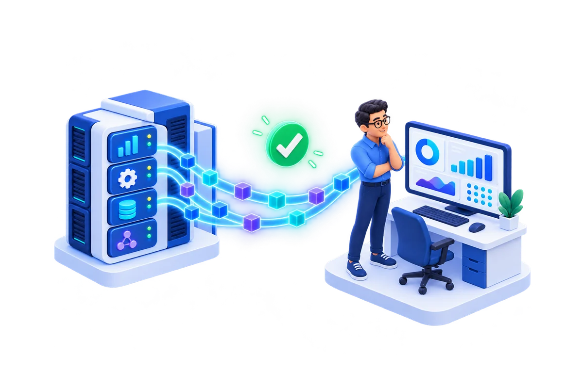 Los dos sistemas unidos por un puente de datos que pasan solos
